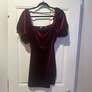 Altar'd State Deep Red Velvet Midi Dress New with tags